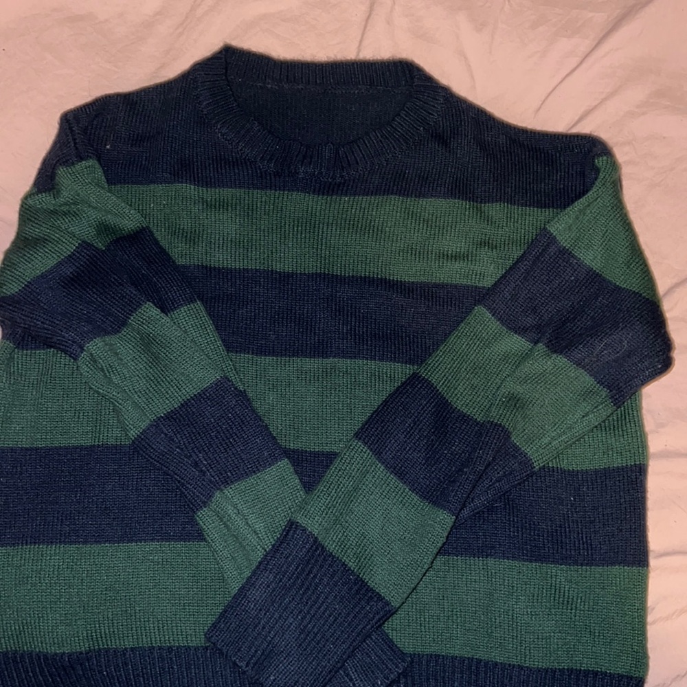 blue and green sweater